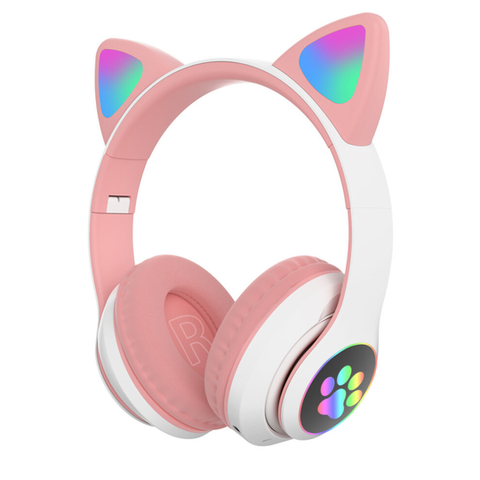 Flash Light Cute Cat Bluetooth Wireless Headphone with Mic Can control LED Stereo Bass Music Helmet Phone Headset Gift