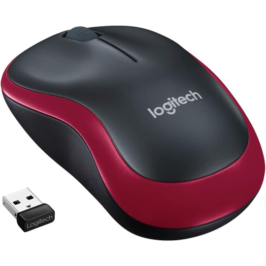 Logitech M186 Wireless Mouse 2.4 GHz with USB Mini Receiver Red