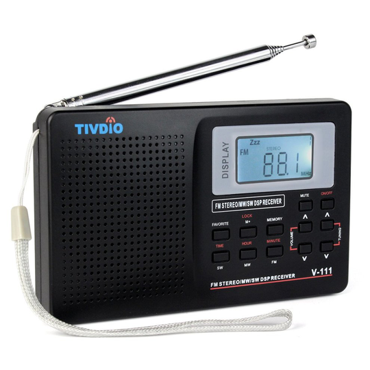Tivdio V-111 Portable Radio AM/FM/SW DSP Shortwave Radio Battery Powered World Band Radio Pocket Travel Transistor Radio Stereo Receiver with...