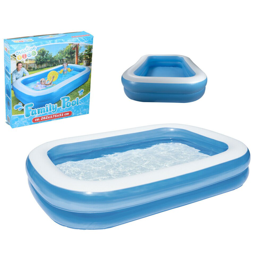 LARGE RECTANGULAR FAMILY SWIMMING PADDLING POOL OUTSIDE WATER FUN