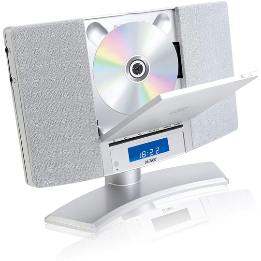 MC-5220 MK2 CD Player Stereo - Wall Mountable, FM Radio, Clock Alarm & Remote | Silver