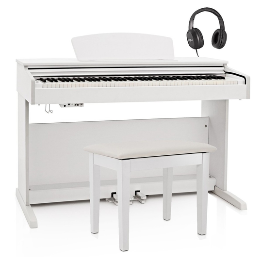 DP-10X Digital Piano by Gear4music + Piano Stool Pack White