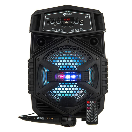 Wicked Gizmos Portable Wireless Bluetooth Speaker Rechargeable LED Trolley Party Heavy Bass