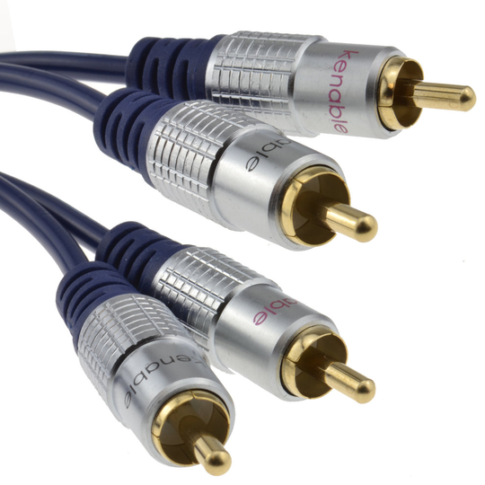 kenable Pure OFC HQ 2 x RCA Phono Plugs to Plugs Stereo Audio Cable Gold 2m