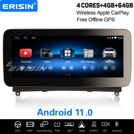 10.25" IPS Android 11.0 CarPlay Car Stereo WiFi DAB+ Sat Nav Mercedes-Benz C-Class W204 2008-2010