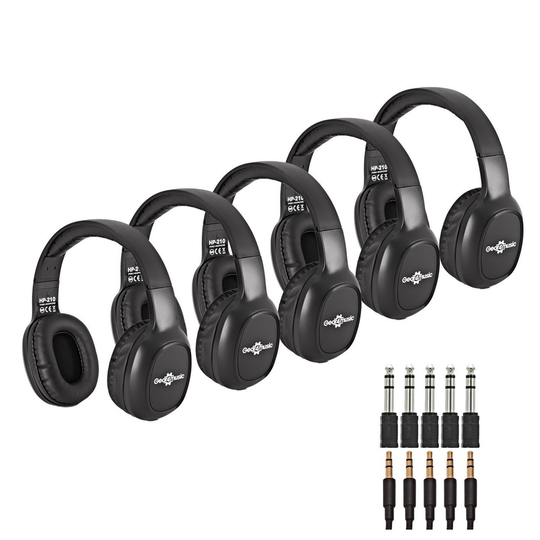 HP-210 Stereo Headphones by Gear4music Pack of 5
