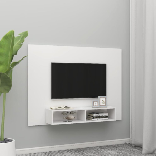 vidaXL Wall TV Cabinet White Chipboard Wall Side Plasma Hifi Stereo Cabinet