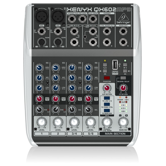 Behringer XENYX QX602MP3 6-Input Mixer with MP3 Player