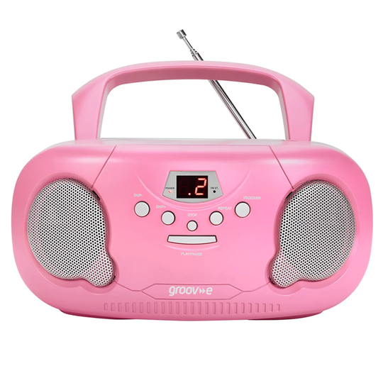 Groov-e Portable CD/Radio Boombox - Pink