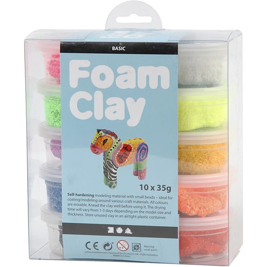 Foam Clay® Asstd Colours Basic 10x35g Bright Mix Self Hardening