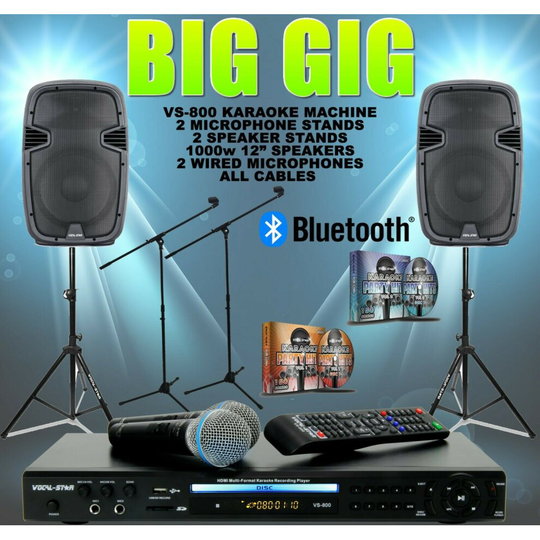 BG VOCAL-STAR KARAOKE MACHINE & 1000w 12" SPEAKER SET BLUETOOTH 300 SONGS