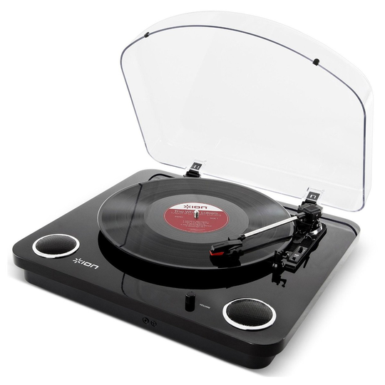 ION Max LP USB Turntable with Integrated Speakers Black