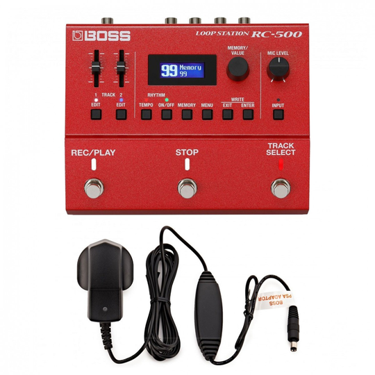 Boss RC-500 Loop Station Dual Track Looper Pedal with Power Supply