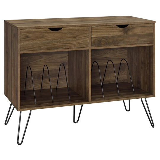 Solstice Anthe Turntable Stand with Drawers - Walnut