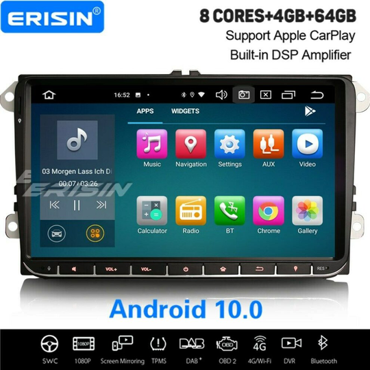 9" 8-Core Android 10.0 DAB+ GPS CarPlay DSP Car Stereo For VW Golf 5/6 Passat Caddy Tiguan Polo Beetle Skoda Seat