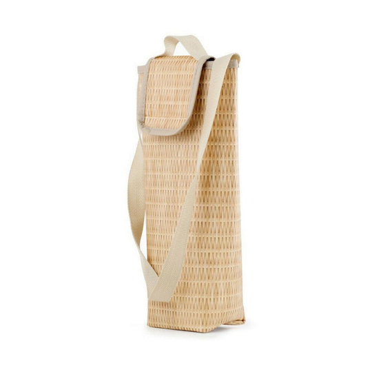 Kikkerland Wicker Print Wine Cooler Bag Insulated Party Picnic Accessory