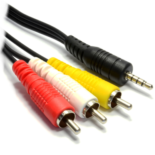kenable 3.5mm 4 Pole Jack Plug to 3 x RCA Phono Composite & Audio Cable 1m