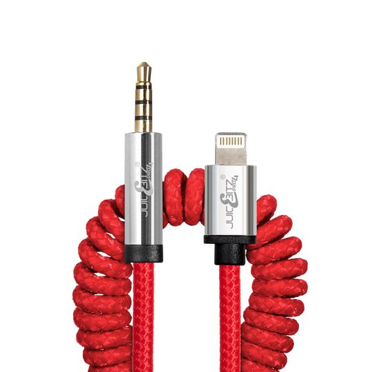 3.5mm Coiled USB to AUX Stereo Jack Lead for iPhone, iPad, iPod