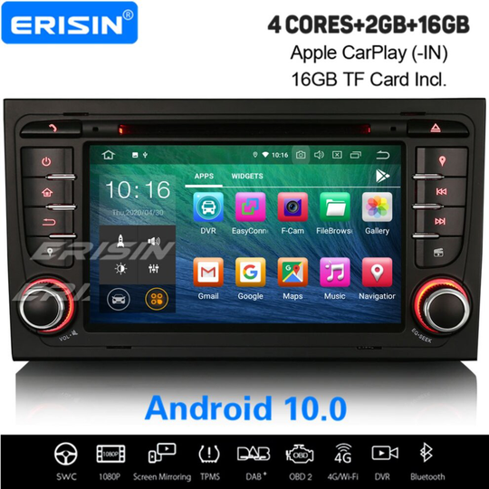 Android 10.0 DAB+ Sat Nav WiFi CarPlay Bluetooth OBD2 CD Car Stereo AUDI A4 S4 RS4 RNS-E SEAT EXEO