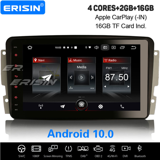 8" 3-UI Android 10.0 CarPlay Car Stereo DAB+ Satnav Mercedes Benz C/CLK/G Class Viano Vito W203/209