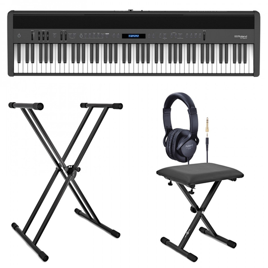 Roland FP-60X Digital Piano with Stand Stool and Headphones Black