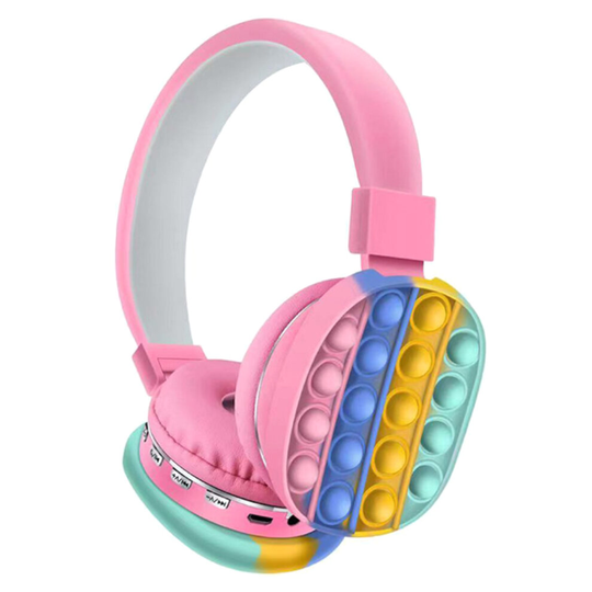 (Pink) Kids Headset Toy Fidget Wireless Stereo Trendy Decompression Colorful Headphone Bluetooth