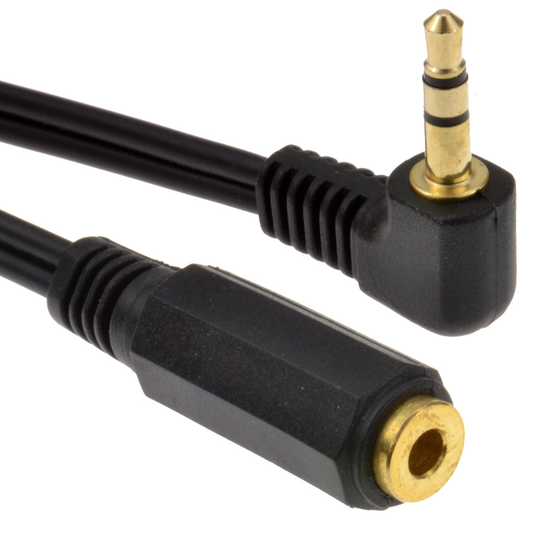 kenable 3.5mm Right Angle Stereo Jack to Socket Headphone Extension Cable 1m