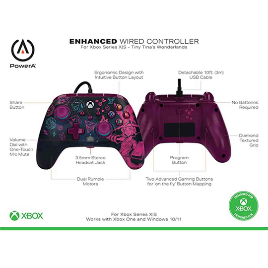 PowerA Enhanced Wired Controller for Xbox Series X S - Tiny Tina