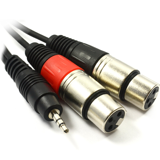 kenable Pulse 3.5mm Jack Plug to 2 x XLR Sockets For PC Stereo to Mixer 1m