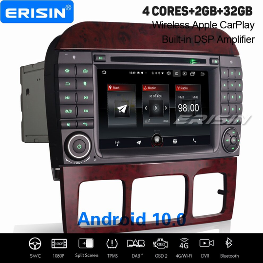7" Android 10.0 Car Stereo CarPlay DAB+ Navi BT WiFi Mercedes-Benz S-Class W220 CL-Class W215 3-UI