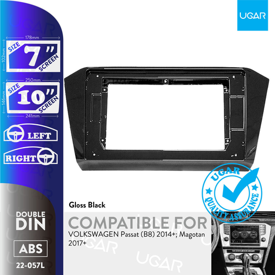 UGAR 7 inch / 10 inch Compatible for VOLKSWAGEN Passat (B8) 2014+; Magotan 2017+ Radio Stereo Dash Installation Mount Kit