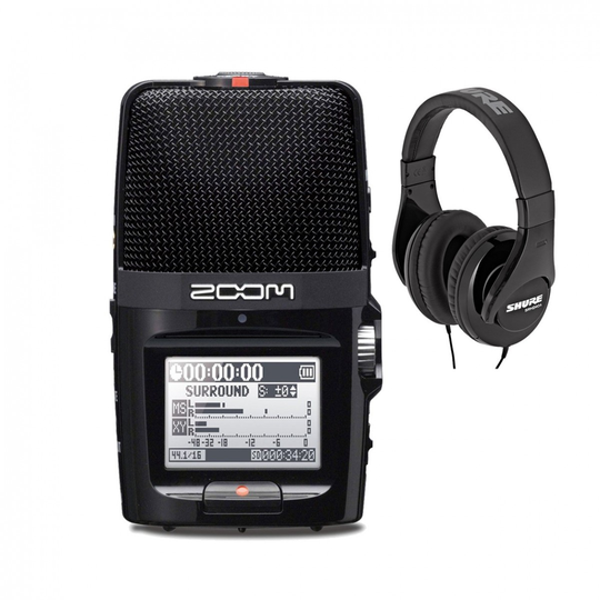 Zoom H2n Recorder Black with Shure SRH240A Headphones
