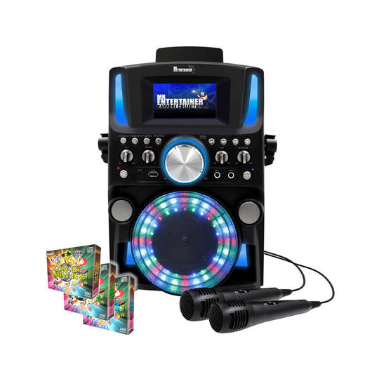 (Wired, 600 Songs) Groovebox Bluetooth CDG Karaoke Machine. Built in Screen & Disco Lights