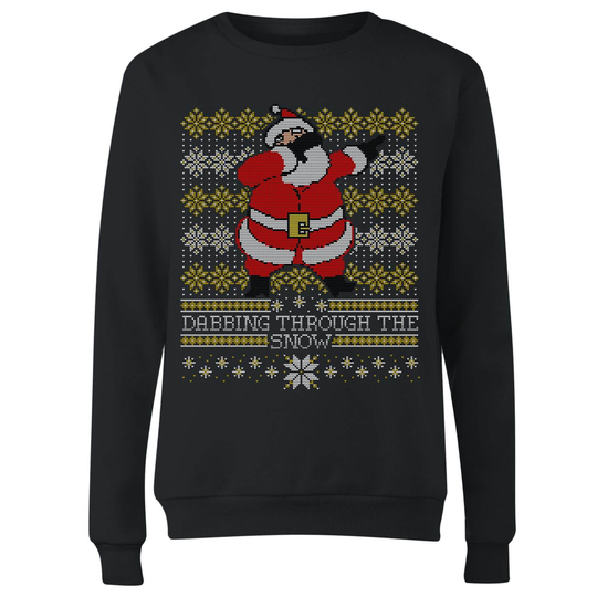 Dabbing through the snow Fair Isle Women's Sweatshirt - Black - S - Black