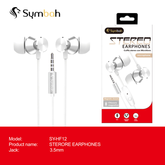 Symbah Noise Isolating Wired Earphones, Strong Bass, Tangle Free, 1.2m Long Cable, 3.5mm Jack, For Apple iPhone, iPad, Android, PC.