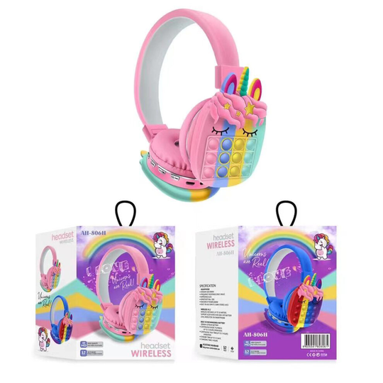 (Pink) Kids Unicorn Wireless Headset Toy Fidget Headphones Gift