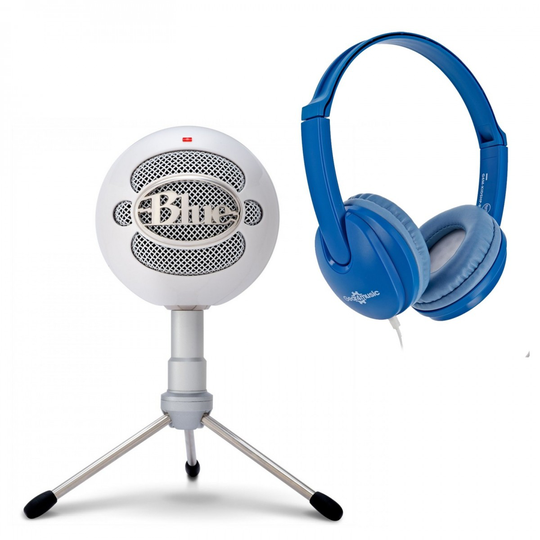 Blue Snowball iCE Podcasting Starter Bundle with Headphones White