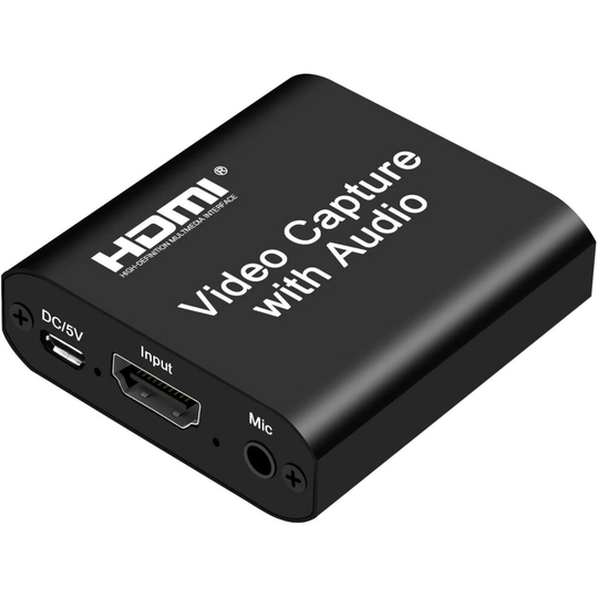 Audio Video HDMI Capture Card, USB 2.0 4K HD 1080P 60FPS, 3.5mm Mic