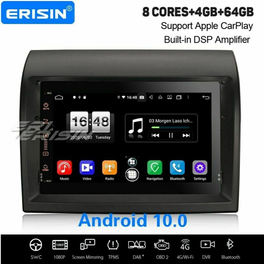 8-Core Android 10.0 DSP Car Stereo Navi CarPlay DAB+ WiFi Fiat Ducato Citroen Jumper Peugeot Boxer