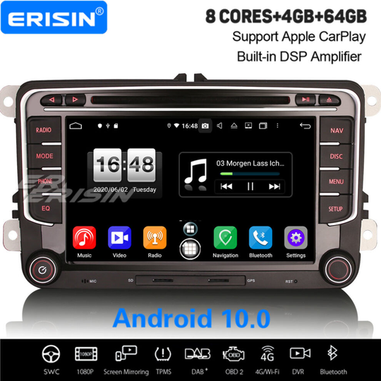 8-Core Android 10.0 DAB+ GPS Car Stereo DSP CarPlay BT For VW Golf 5/6 Passat Tiguan Amarok Jetta Seat