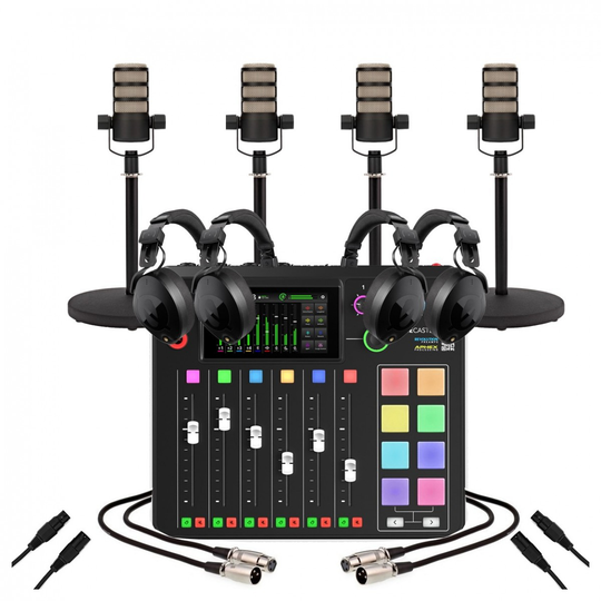 Rode Rodecaster Pro II Bundle with NTH-100 (4 People)