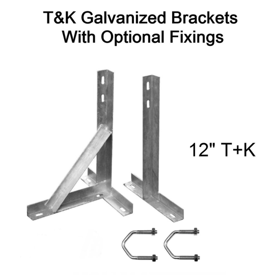 (12'' inch T&K , 1.75'' U Bolts (Set of 2)) T&K Wall Mount Galvanised Bracket Satellite TV Aerial FM DAB 12 18 24 36 inch