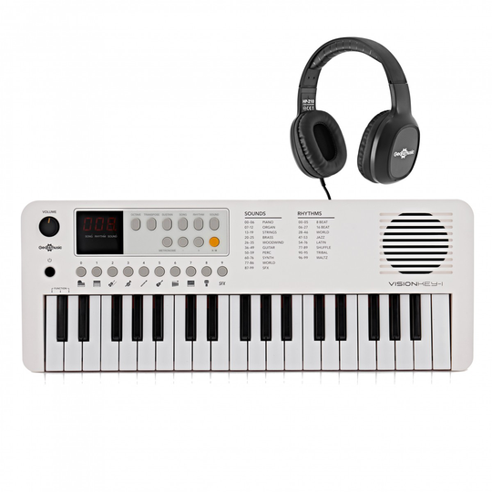VISIONKEY-1 37 Key Portable Mini Keyboard with Headphones White