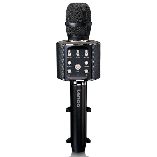 Lenco BMC-090BK Bluetooth Karaoke Microphone with Speaker & Lighting - Black