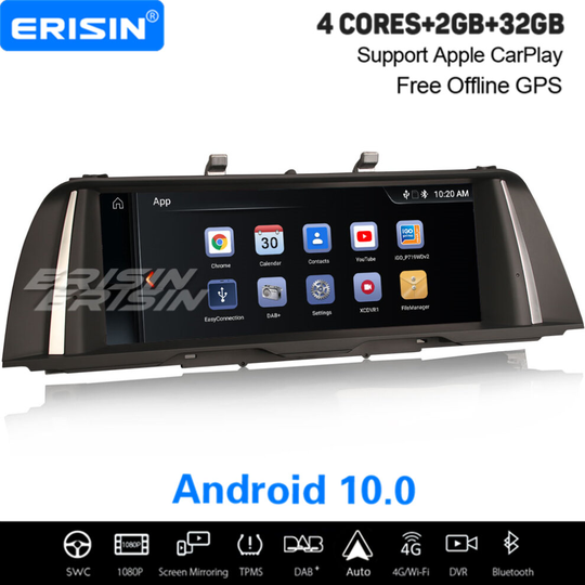 10.25" IPS Android 10 CarPlay DAB+ WiFi Bluetooth Car Stereo SatNav BMW 5er F10/F11 NBT
