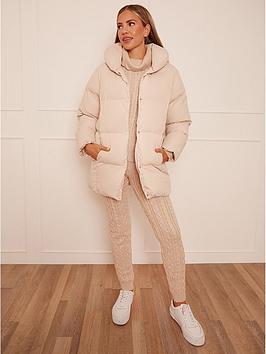 Chi Chi London Padded Coat With Hood - Cream