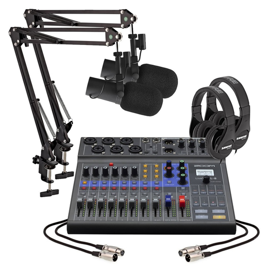 Zoom LiveTrak L-8 Podcasting Bundle with Shure SM7B