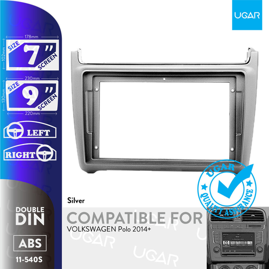UGAR 7 inch / 9 inch Compatible for VOLKSWAGEN Polo 2014+ Radio Stereo Dash Installation Mount Kit