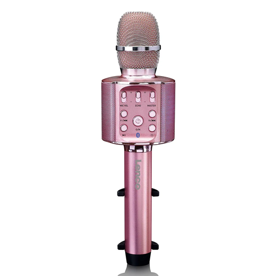 Lenco BMC-090PK Bluetooth Karaoke Microphone with Speaker & Lighting - Pink