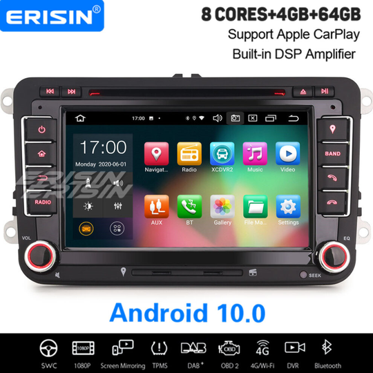 8-Core Android 10.0 DSP CarPlay Car Stereo DAB+ Sat Nav For VW Passat Golf 5/6 Polo Caddy Beetle Skoda Seat